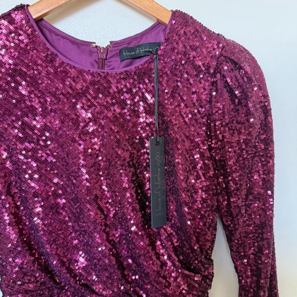 NWT Revolve House of Harlow 1960 Krisha Sequinned Mini Dress In Deep Magenta S - Picture 6 of 8